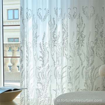 Tekstil Sequin Sulaman Renda Mesh Sheer Curtain